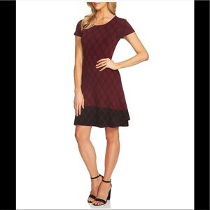 CeCe Plaid Jacquard Ruffle Hem Sweater Dress